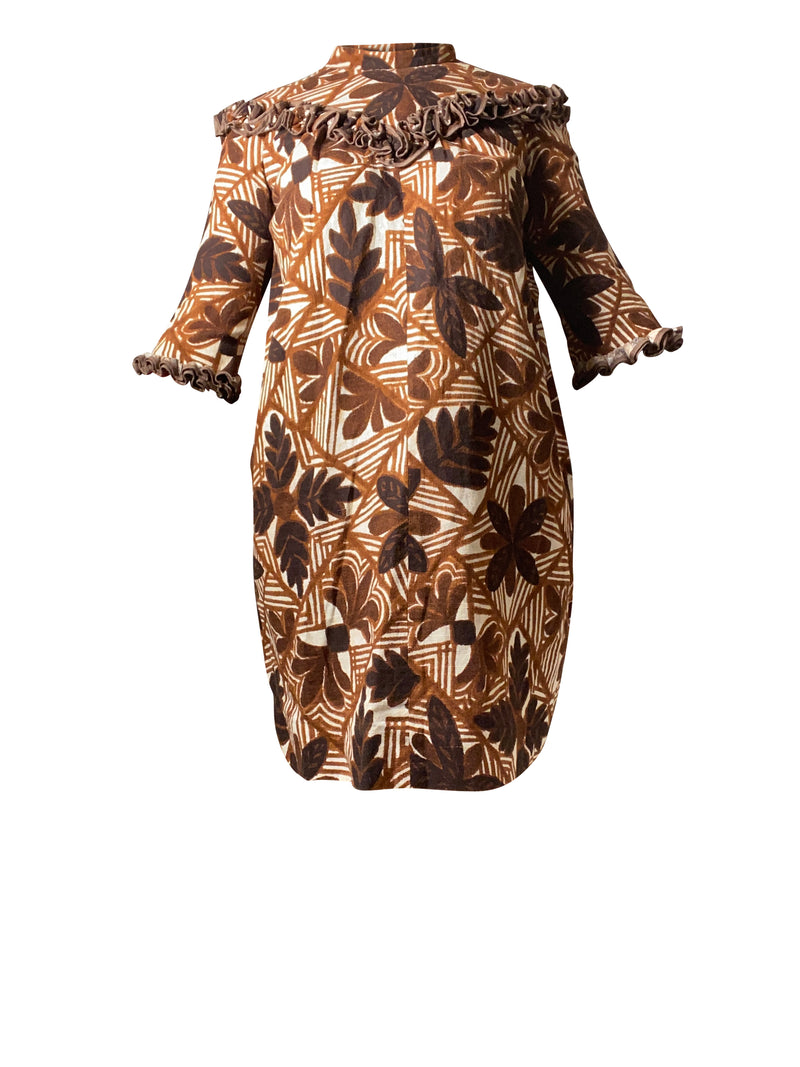 Fallen Leaves Brown Ruffle Shift Dress Large Oh She Thrifts Fallen Leaves Brown Ruffle Shift Dress Large Oh She Thrifts