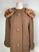 Presentation Mink Collar Vintage Brown Coat  Medium