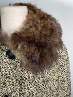 Boucle Faux Fur trimmed cape M/L